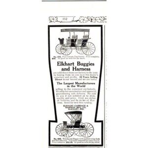 1908 Print Ad Elkhart Buggies & Harness Carriage Fine Canopy Top Surrey!